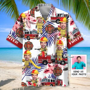 Sportswearmerch Funny Firefighter Nature Custom Face Hawaiian Shirt For Fan