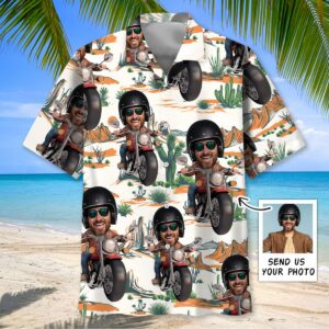 Sportswearmerch Funny Motorcycle Custom Face Hawaiian Shirt For Fan
