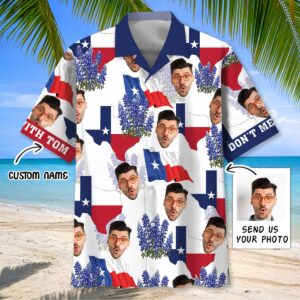 Sportswearmerch Funny Texas Custom Face Hawaiian Shirt For Fan