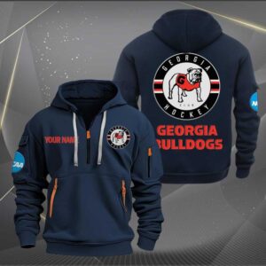 Sportswearmerch Georgia Bulldogs Hockey NCAA Personalized Half Zip Hoodie For Fan