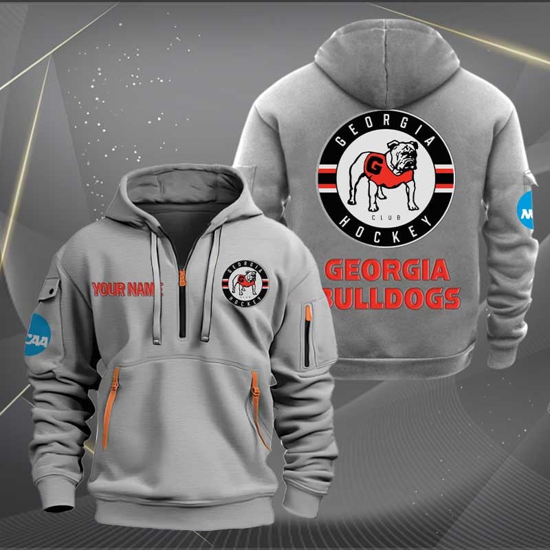 Sportswearmerch Georgia Bulldogs NCAA Hockey NCAA Half Zip Hoodie For Fan