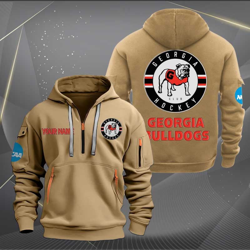 Sportswearmerch Georgia Bulldogs NCAA Hockey NCAA Half Zip Hoodie For Fan