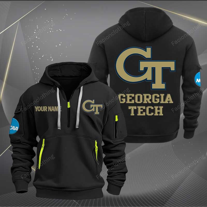 Sportswearmerch Georgia Tech Yellow JAC Carkets NCAA Half Zip Hoodie For Fan