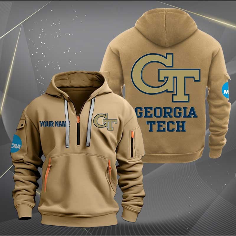 Sportswearmerch Georgia Tech Yellow JAC Carkets NCAA Half Zip Hoodie For Fan
