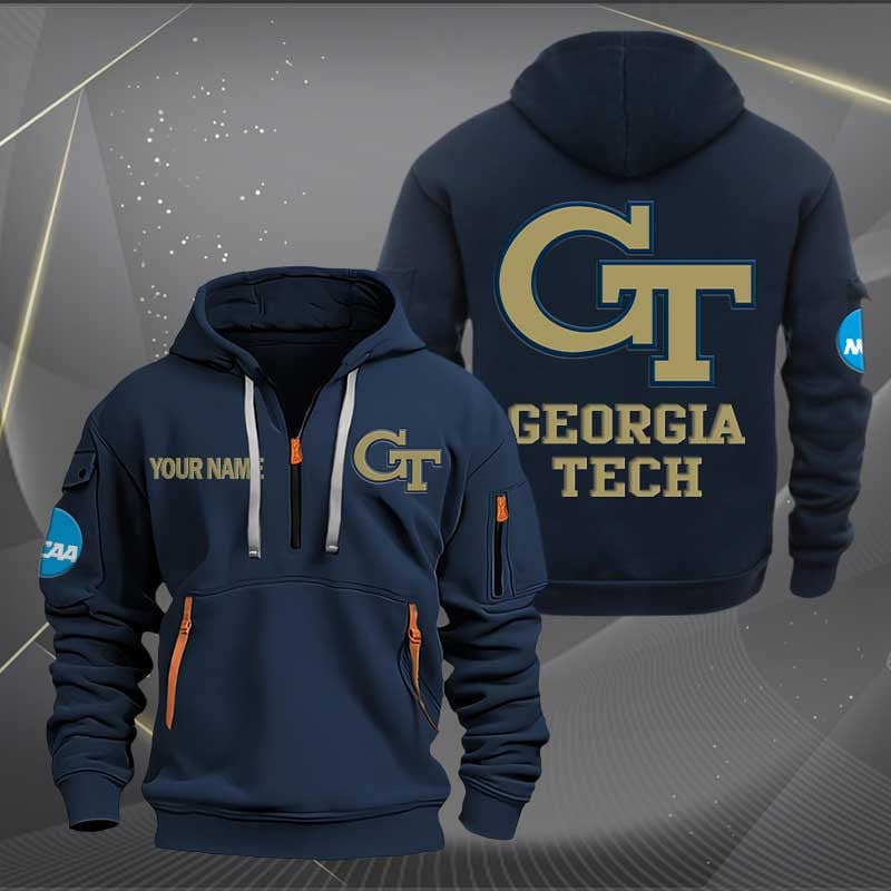 Sportswearmerch Georgia Tech Yellow JAC Carkets NCAA Half Zip Hoodie For Fan