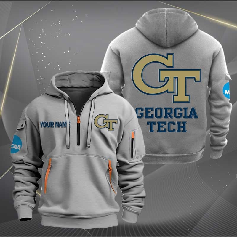 Sportswearmerch Georgia Tech Yellow JAC Carkets NCAA Half Zip Hoodie For Fan