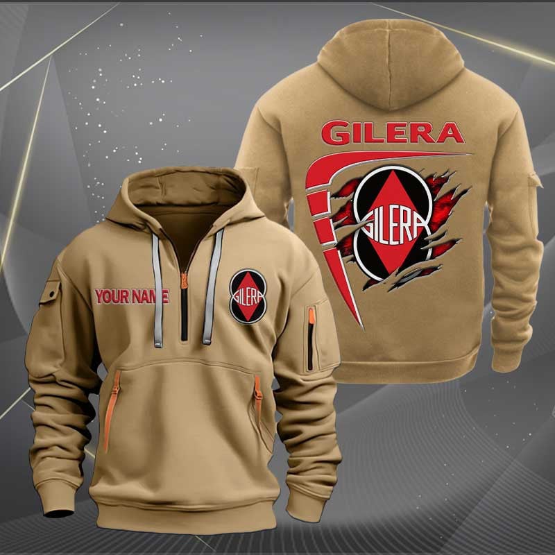 Sportswearmerch Gilera Motorcycle Personalized Half Zip Hoodie For Fan