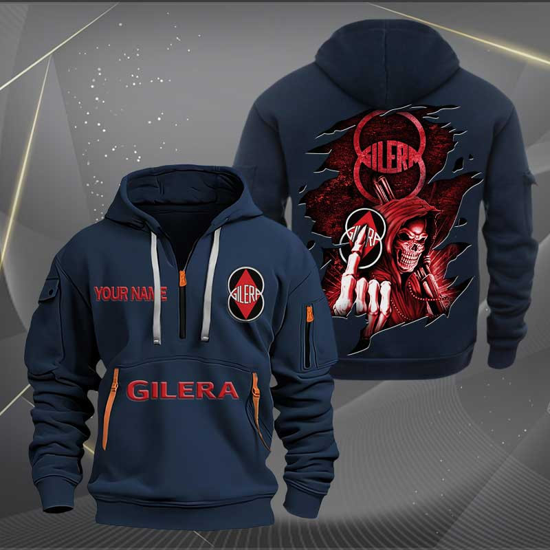 Sportswearmerch Gilera Motorcycle Personalized Half Zip Hoodie For Fan