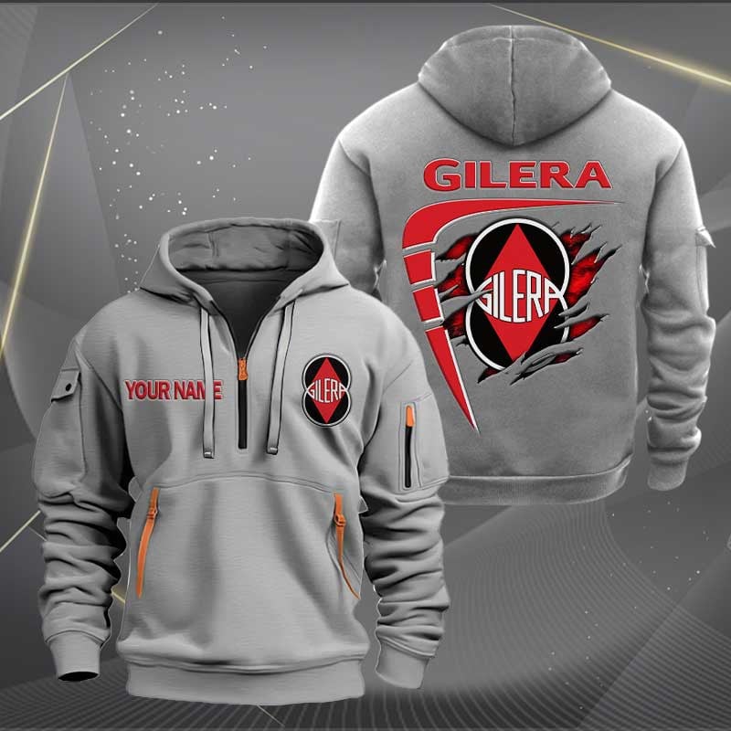 Sportswearmerch Gilera Motorcycle Personalized Half Zip Hoodie For Fan