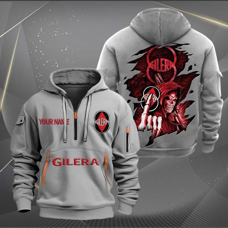Sportswearmerch Gilera Motorcycle Personalized Half Zip Hoodie For Fan