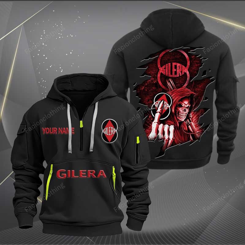 Sportswearmerch Gilera Motorcycle Personalized Half Zip Hoodie For Fan