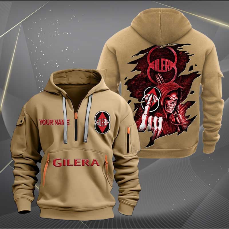 Sportswearmerch Gilera Motorcycle Personalized Half Zip Hoodie For Fan