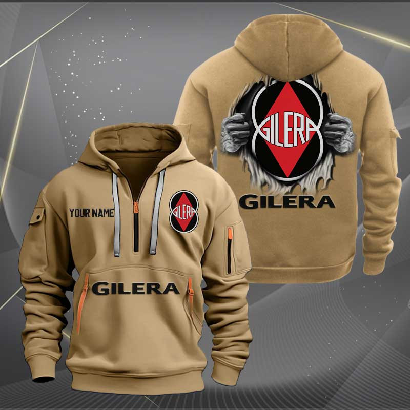 Sportswearmerch Gilera Motorcycles Personalized Half Zip Hoodie For Fan