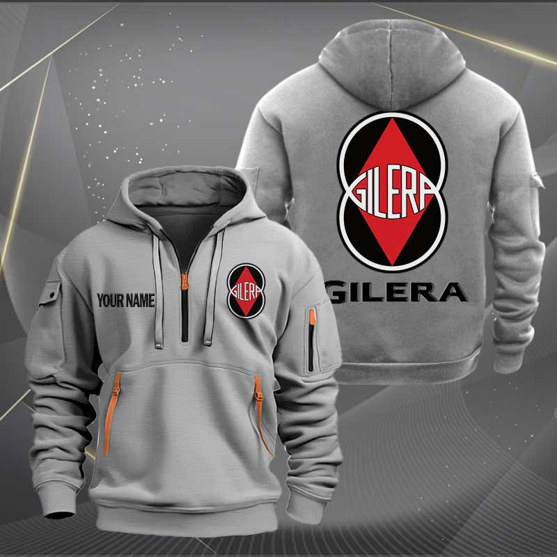 Sportswearmerch Gilera Motorcycles Personalized Half Zip Hoodie For Fan