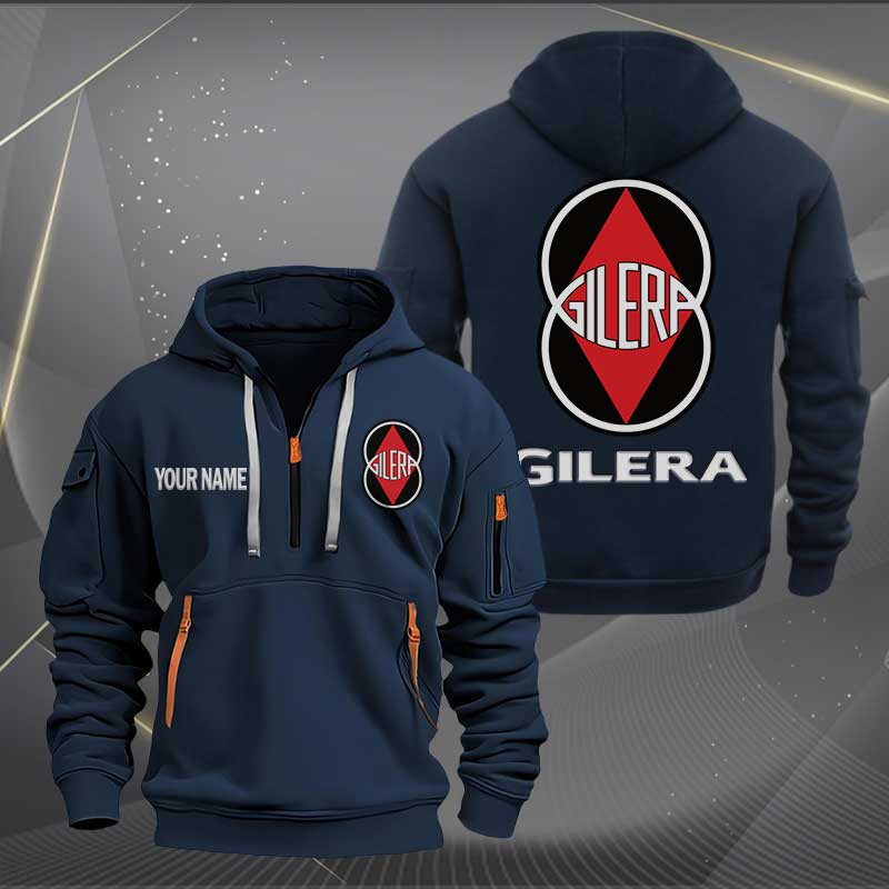 Sportswearmerch Gilera Motorcycles Personalized Half Zip Hoodie For Fan