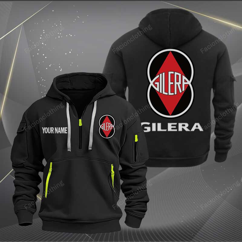 Sportswearmerch Gilera Motorcycles Personalized Half Zip Hoodie For Fan
