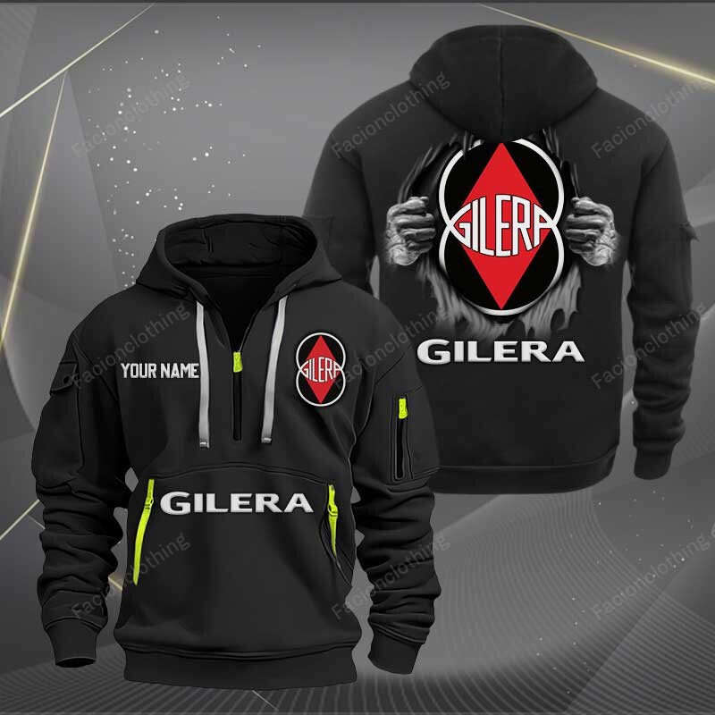 Sportswearmerch Gilera Motorcycles Personalized Half Zip Hoodie For Fan