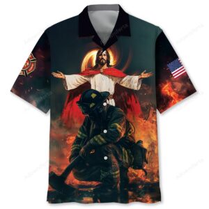 Sportswearmerch God Bless Firefighters Hawaiian Shirt For Fan