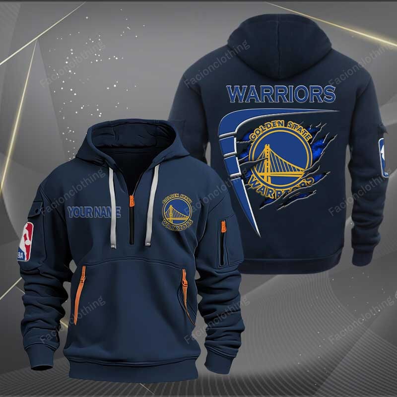 Sportswearmerch Golden State Warriors NBA Personalized Half Zip Hoodie For Fan