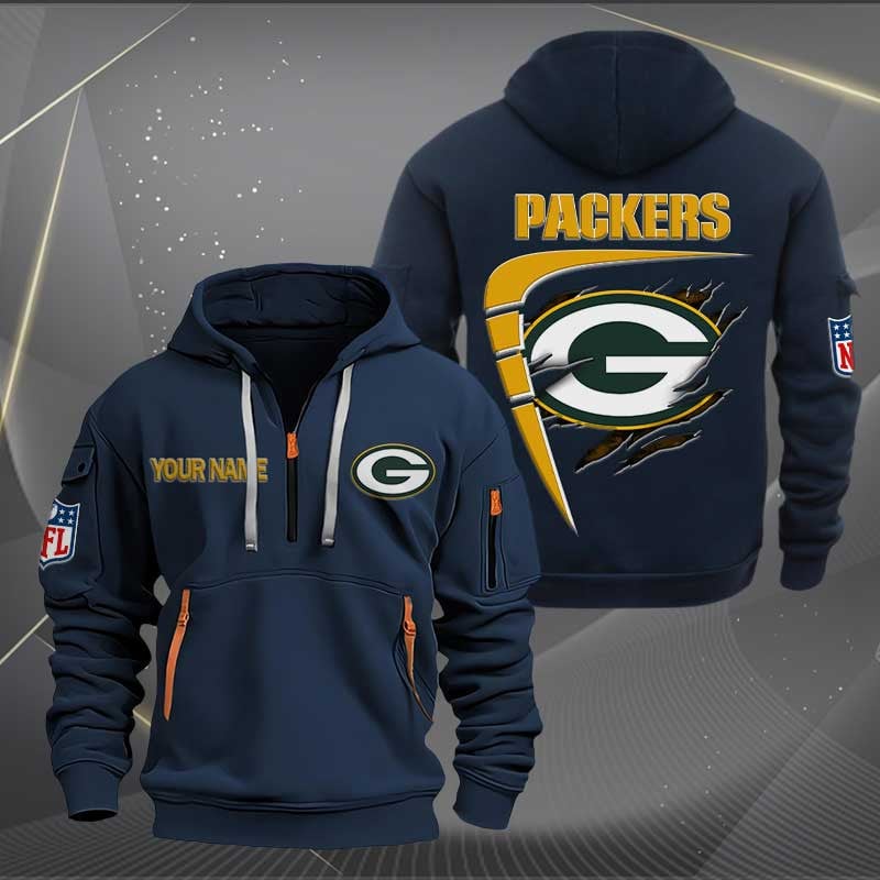 Sportswearmerch Green Bay Packers NFL Personalized Half Zip Hoodie For Fan