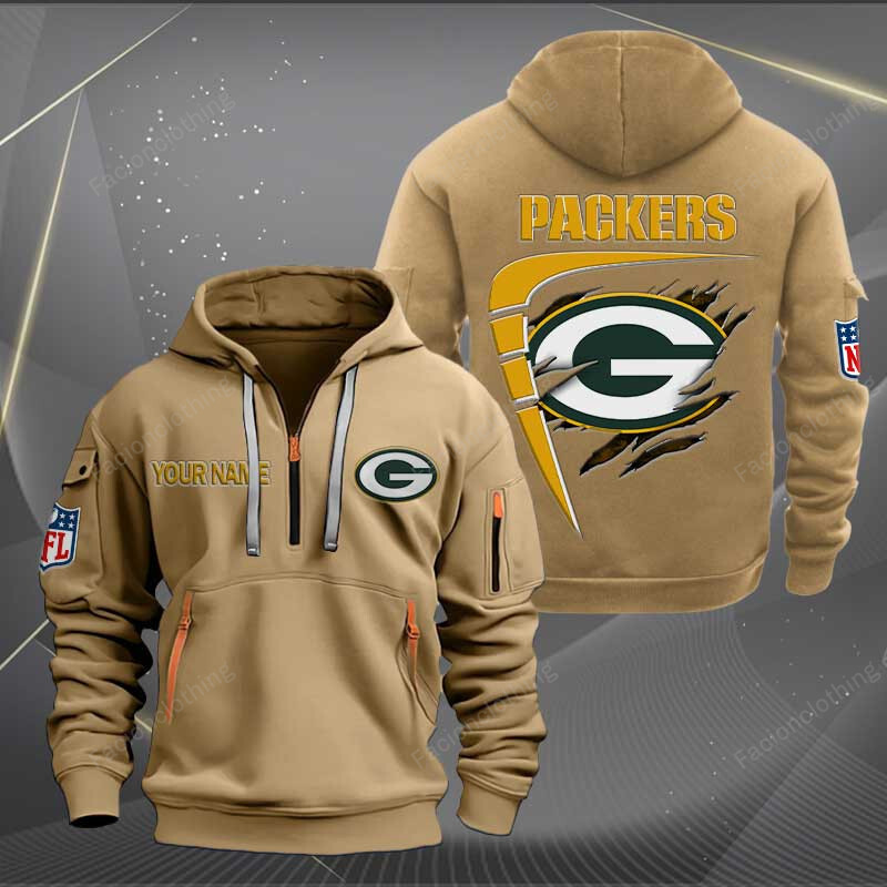 Sportswearmerch Green Bay Packers NFL Personalized Half Zip Hoodie For Fan