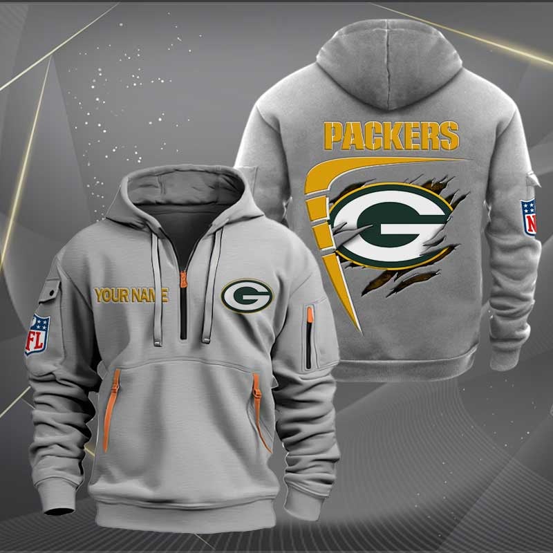 Sportswearmerch Green Bay Packers NFL Personalized Half Zip Hoodie For Fan