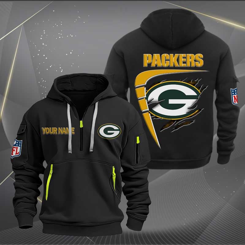 Sportswearmerch Green Bay Packers NFL Personalized Half Zip Hoodie For Fan