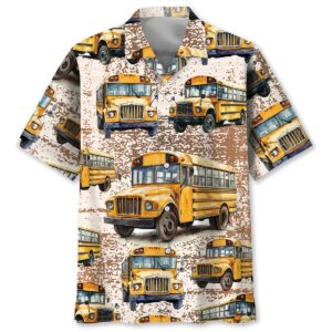 Sportswearmerch Grunge Retro School Bus Hawaiian Shirt For Fan