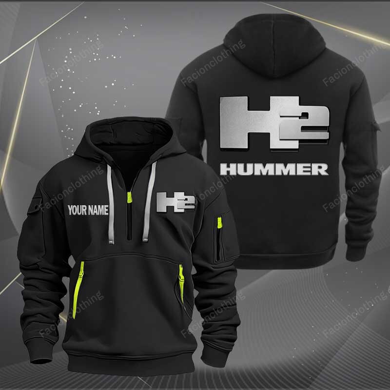 Sportswearmerch H2 Hummer Car Personalized Half Zip Hoodie For Fan