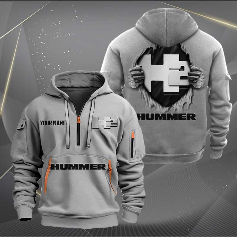 Sportswearmerch H2 Hummer Car Personalized Half Zip Hoodie For Fan