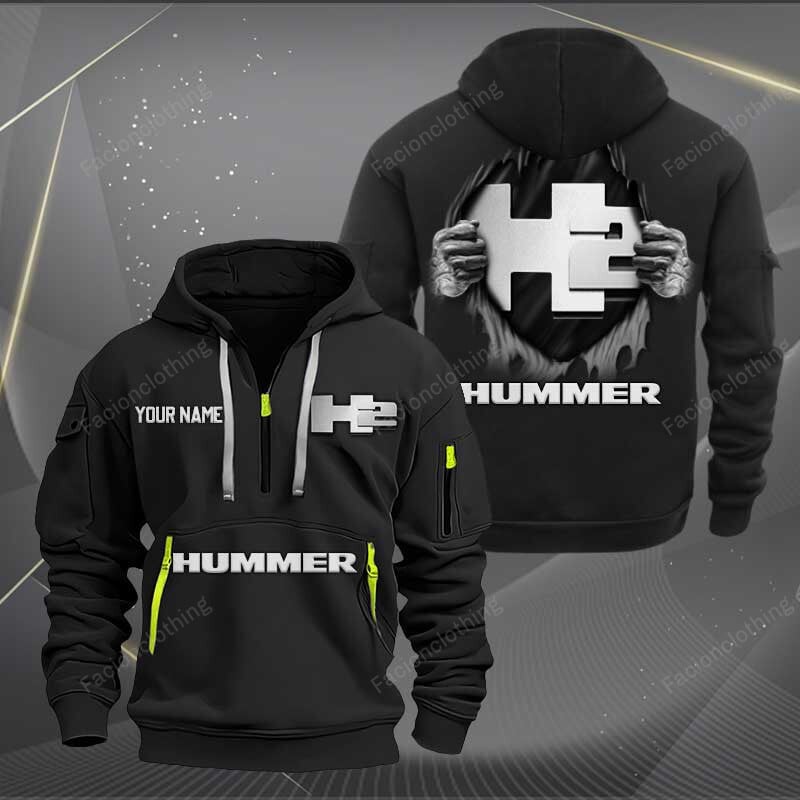 Sportswearmerch H2 Hummer Car Personalized Half Zip Hoodie For Fan