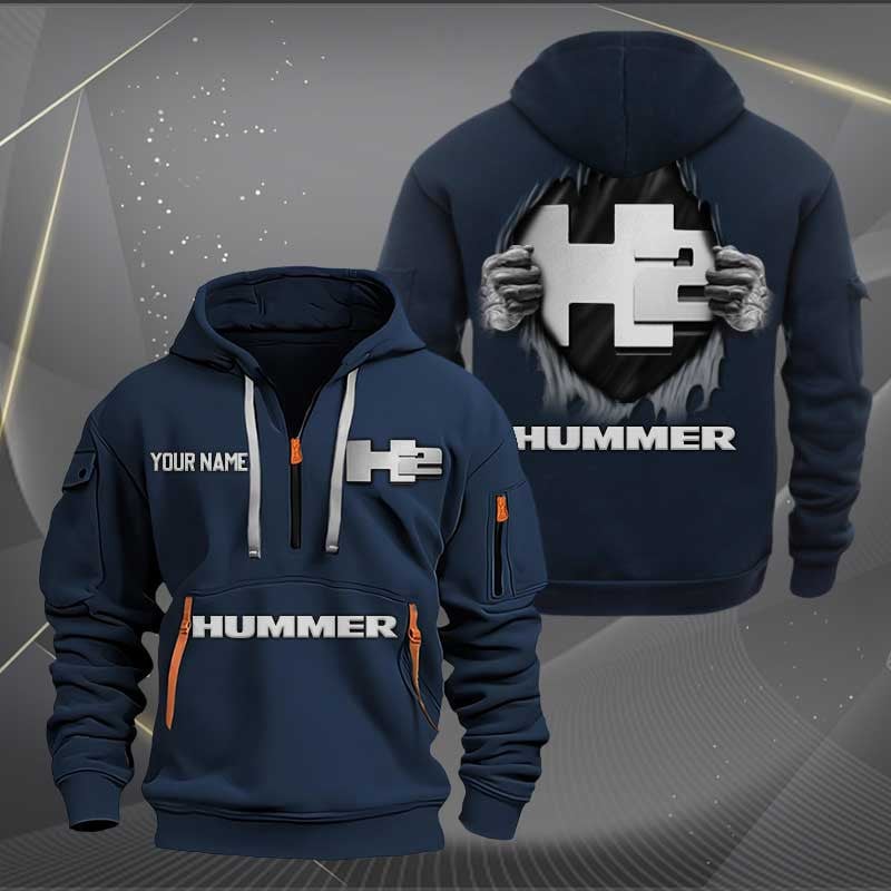 Sportswearmerch H2 Hummer Car Personalized Half Zip Hoodie For Fan