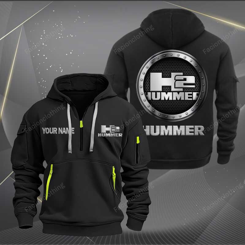 Sportswearmerch H2 Hummer Car Personalized Half Zip Hoodie For Fan