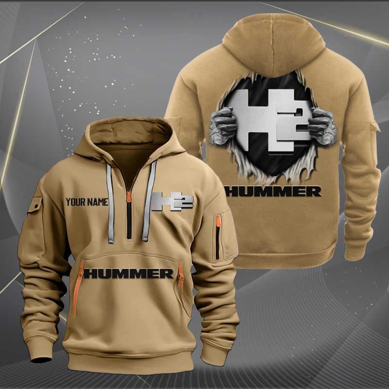 Sportswearmerch H2 Hummer Car Personalized Half Zip Hoodie For Fan