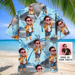 Sportswearmerch Happy Cruise Custom Photo Hawaiian Shirt For Fan