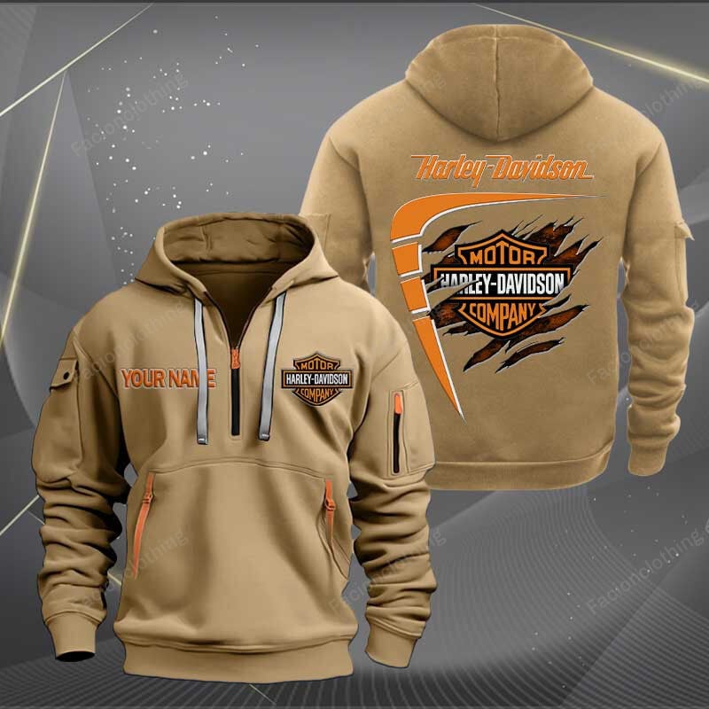 Sportswearmerch Harley-Davidson Motorcycle Personalized Half Zip Hoodie For Fan