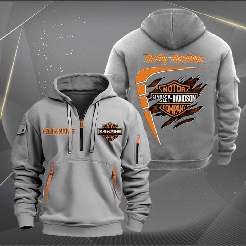 Sportswearmerch Harley-Davidson Motorcycle Personalized Half Zip Hoodie For Fan