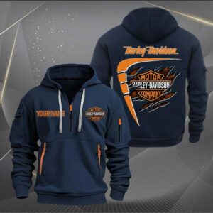 Sportswearmerch Harley-Davidson Motorcycle Personalized Half Zip Hoodie For Fan