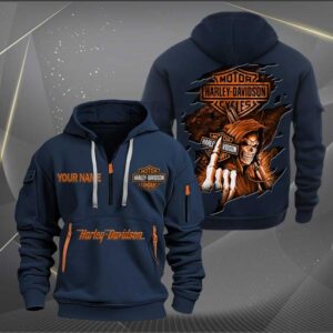 Sportswearmerch Harley-Davidson Motorcycle Personalized Half Zip Hoodie For Fan