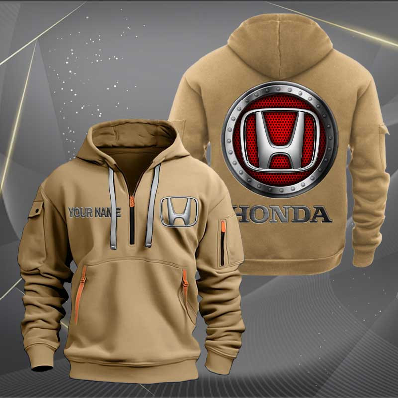Sportswearmerch Honda Car Personalized Half Zip Hoodie For Fan