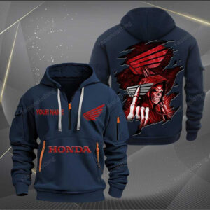 Sportswearmerch Honda Car Personalized Half Zip Hoodie For Fan