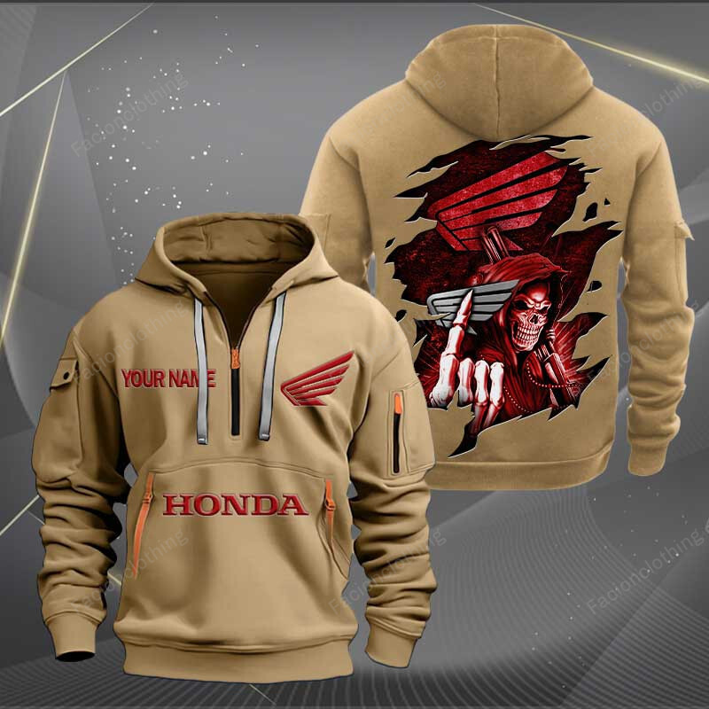 Sportswearmerch Honda Car Personalized Half Zip Hoodie For Fan