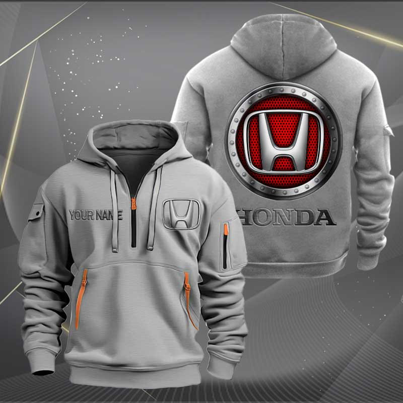 Sportswearmerch Honda Car Personalized Half Zip Hoodie For Fan