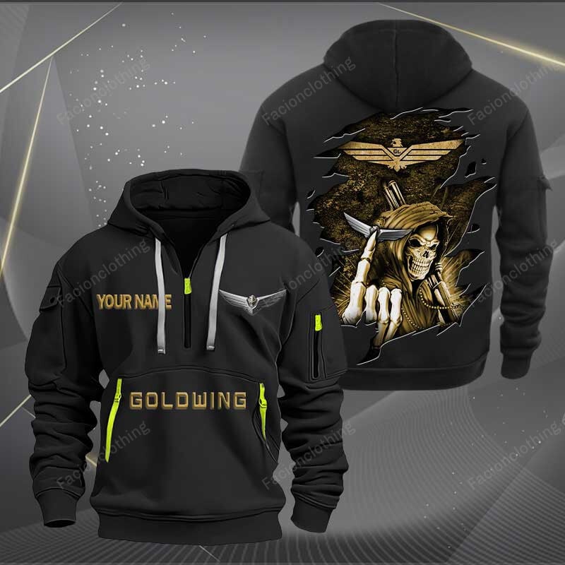 Sportswearmerch Honda Goldwing Motorcycle Personalized Half Zip Hoodie For Fan