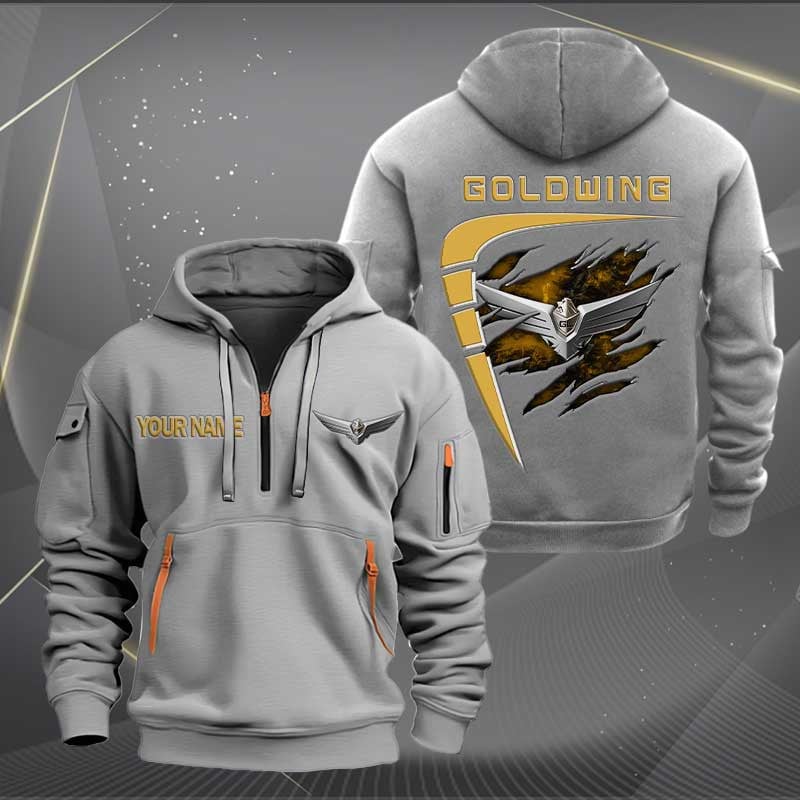 Sportswearmerch Honda Goldwing Motorcycle Personalized Half Zip Hoodie For Fan
