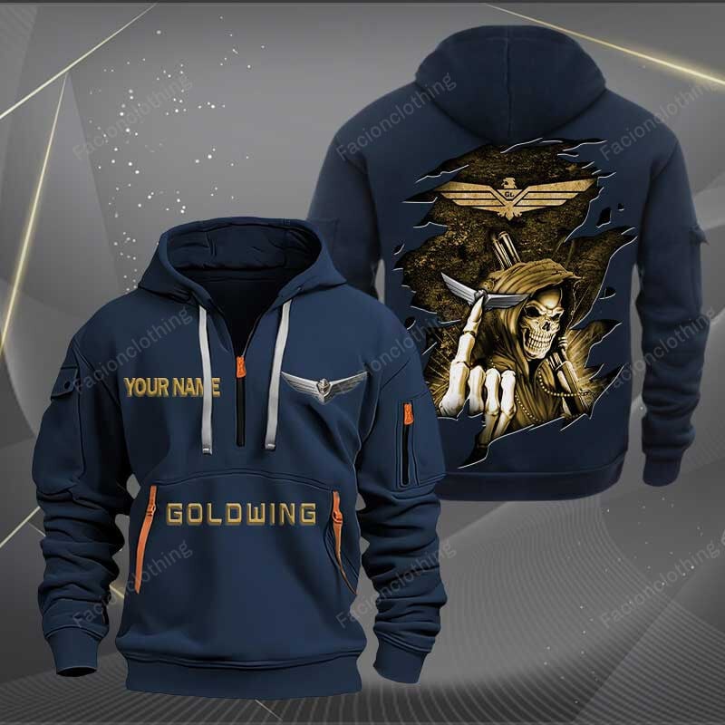 Sportswearmerch Honda Goldwing Motorcycle Personalized Half Zip Hoodie For Fan