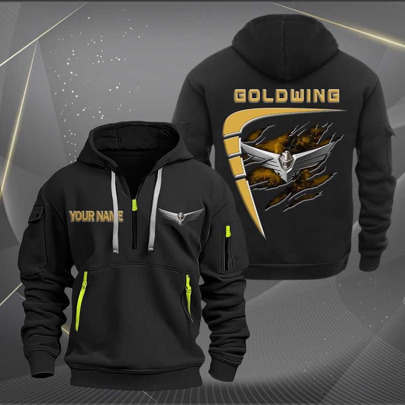 Sportswearmerch Honda Goldwing Motorcycle Personalized Half Zip Hoodie For Fan