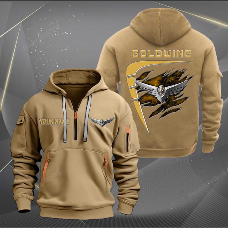 Sportswearmerch Honda Goldwing Motorcycle Personalized Half Zip Hoodie For Fan