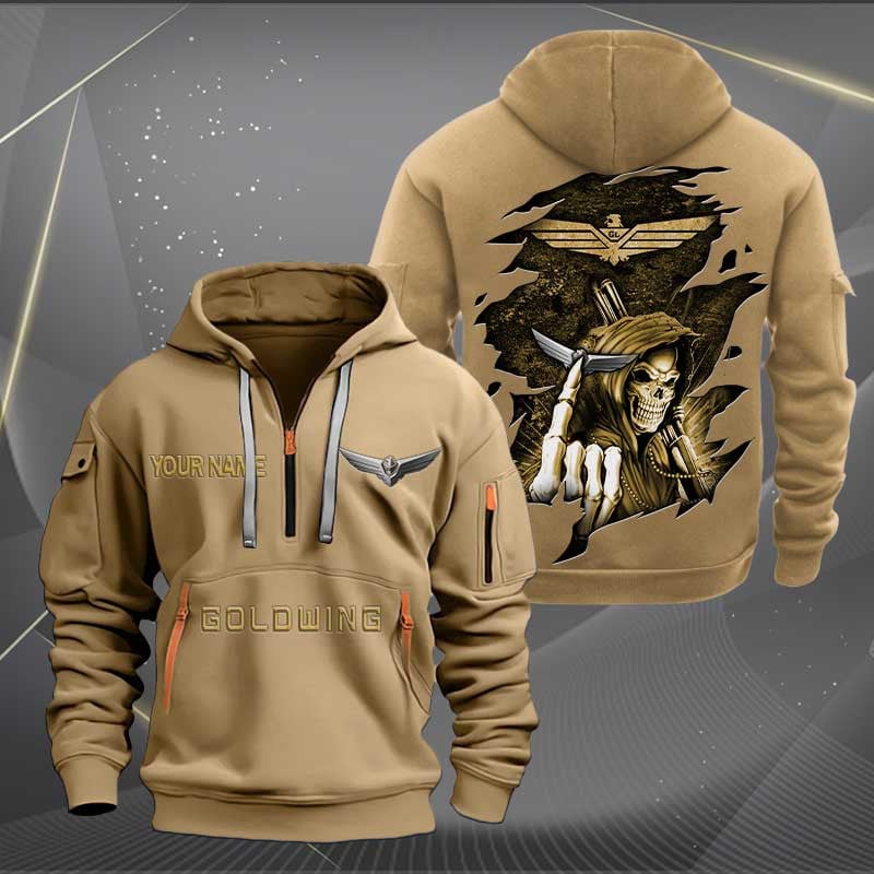 Sportswearmerch Honda Goldwing Motorcycle Personalized Half Zip Hoodie For Fan