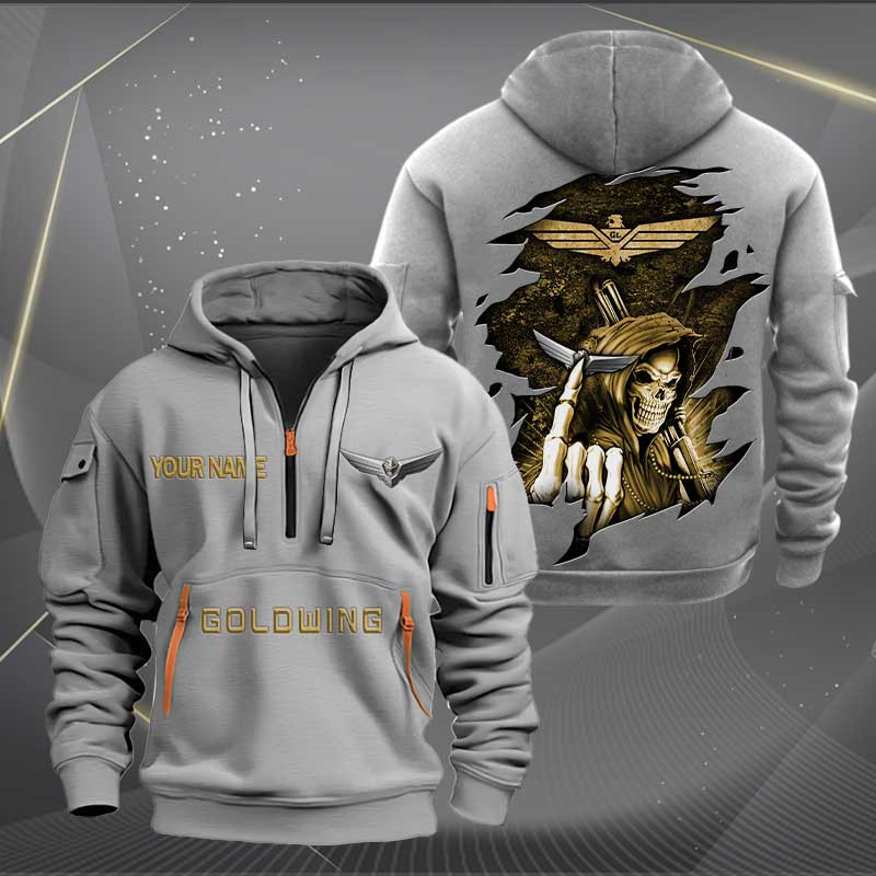 Sportswearmerch Honda Goldwing Motorcycle Personalized Half Zip Hoodie For Fan